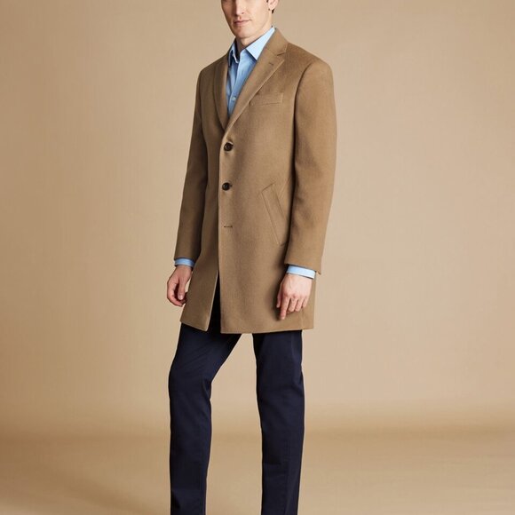 Charles Tyrwhitt LIght Camel Wool Overcoat - Picture 13 of 14
